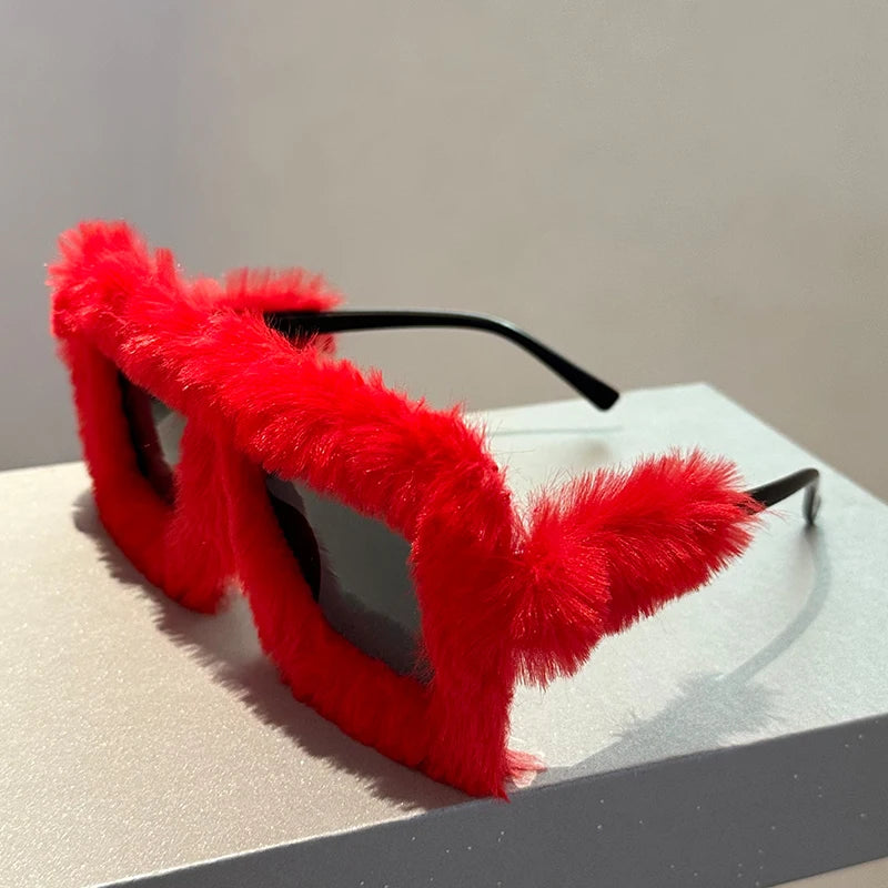 Premium Oversized Square Sunglasses - Retro Furry Frame Shades