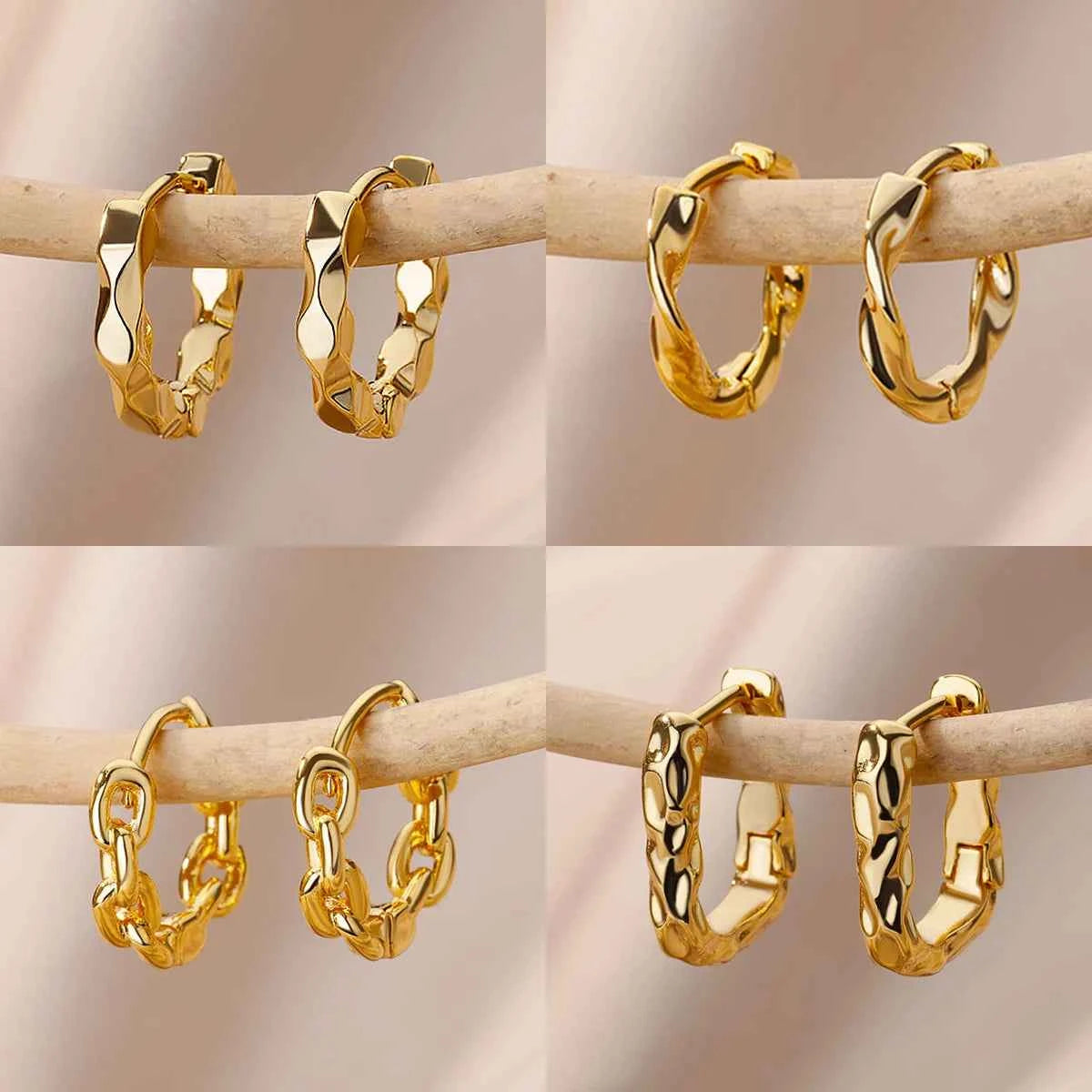 Elegant Stainless Steel Hoop Earrings - Luxury Vintage Jewelry