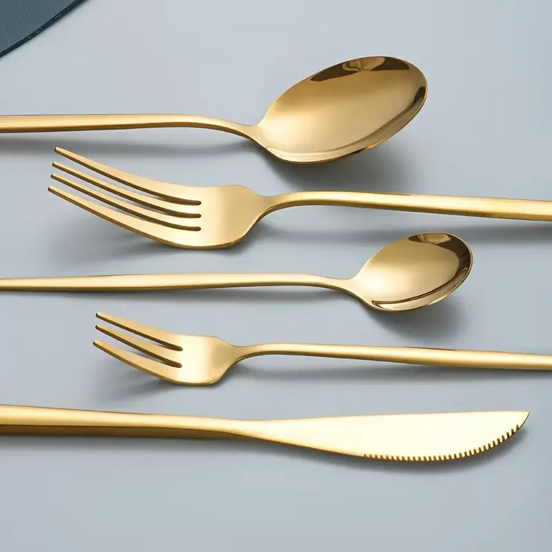 Elegant Gold Dinnerware Set - Premium Stainless Steel Cutlery