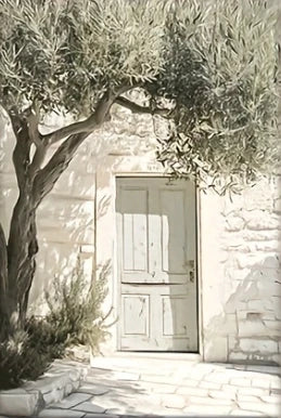 Elegant Frameless Olive Tree Canvas - Mediterranean Wall Art