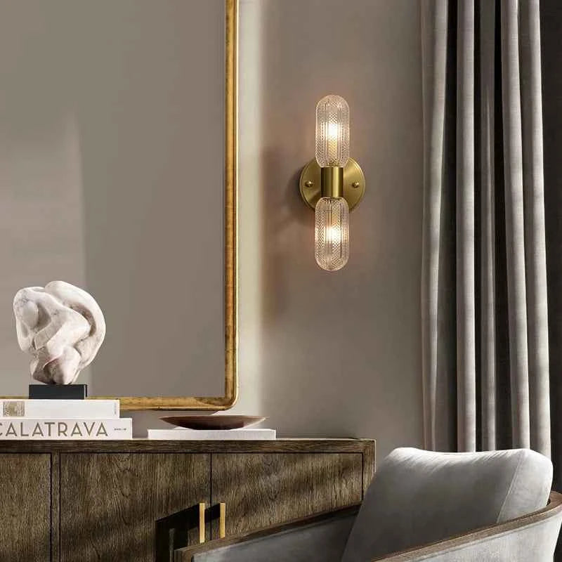 Luxury Gold Glass Wall Sconce - Elegant LED 12W Lighting