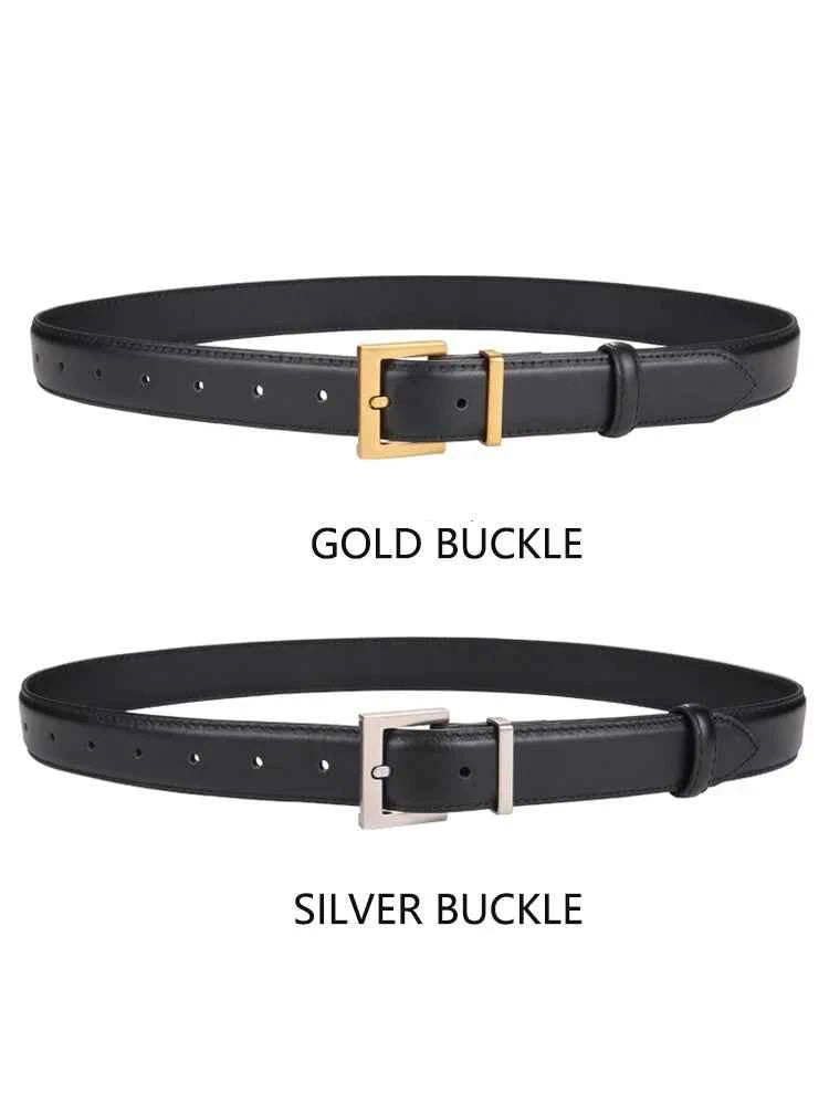Luxury Cowhide Leather Belt - Adjustable Square Buckle