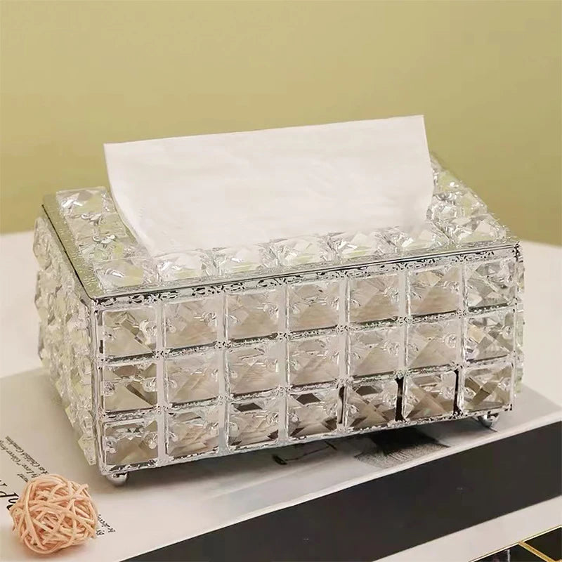 Elegant Luxury Crystal Tissue Box for Tabletop Decor