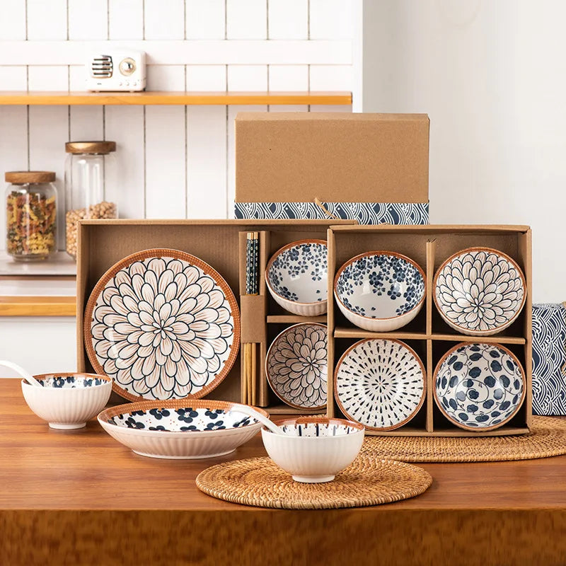 Premium Japanese Ceramic Bowls - Cute Underglaze Set