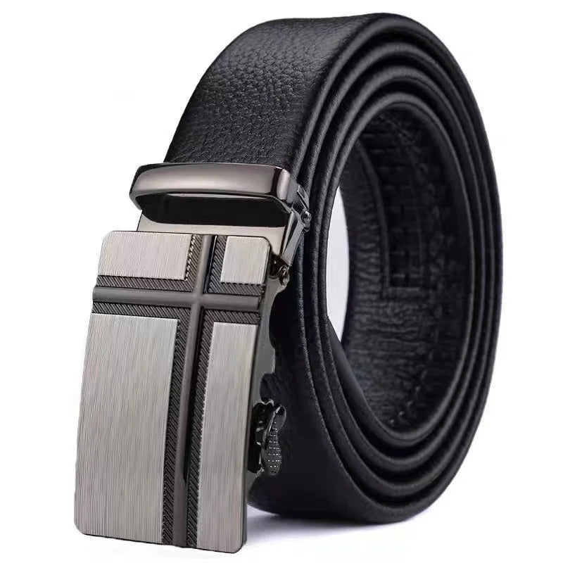 Premium Men's Leather Belt - Luxury Metal Buckle & Soft PU Strap