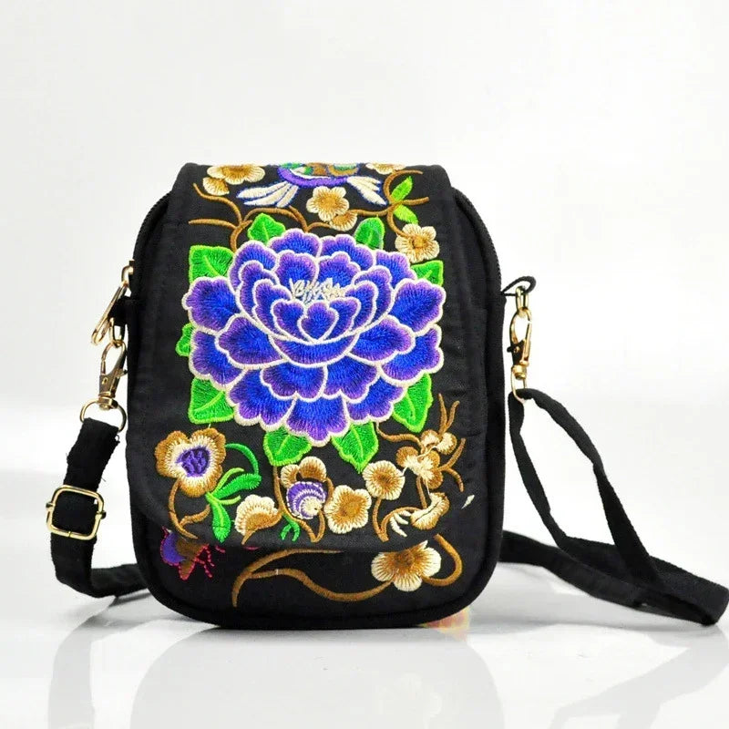 Elegant Embroidered Crossbody Bag - Vintage Floral Design