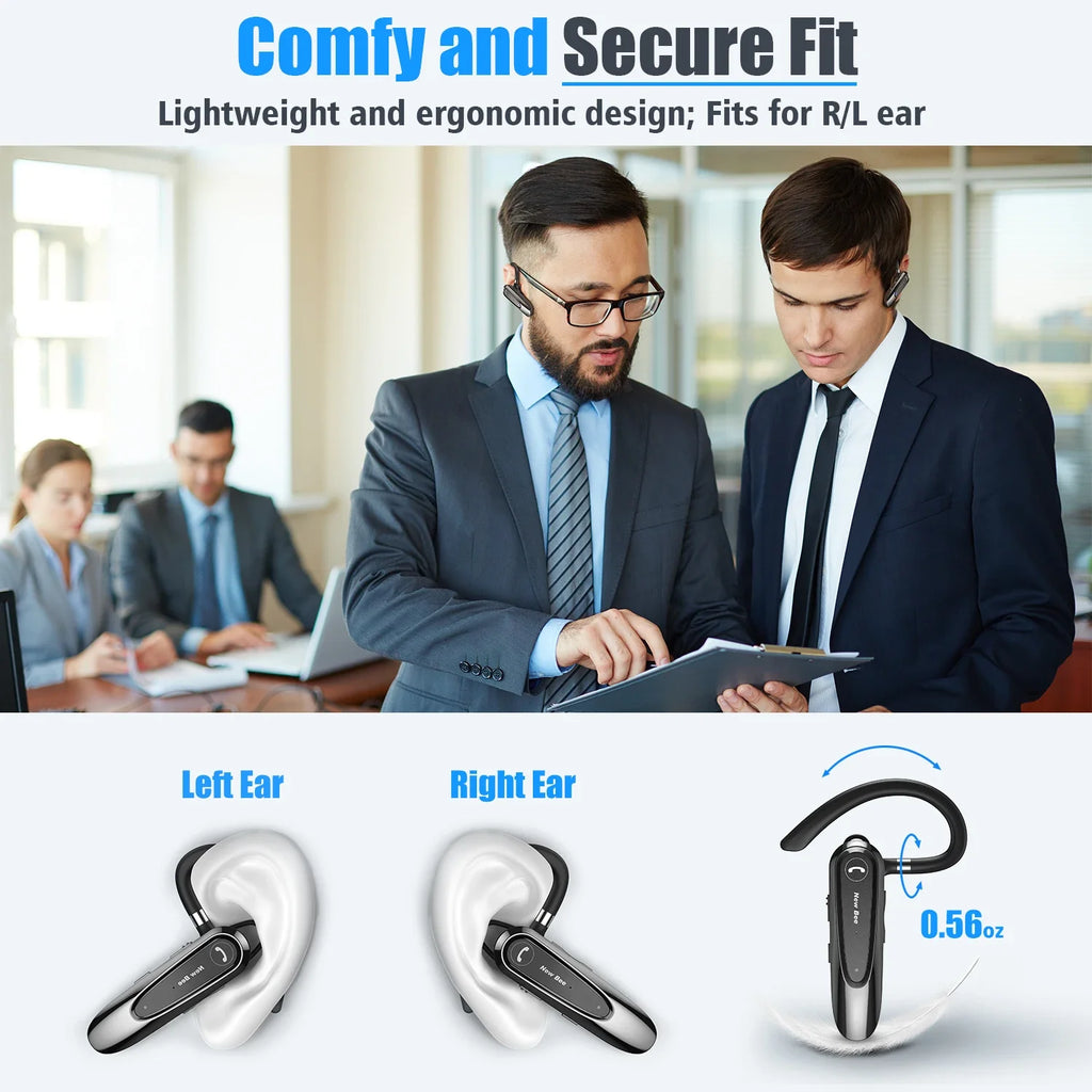 Premium Bluetooth 5.0 Headset with Dual Mic CVC8.0 Noise Reduction