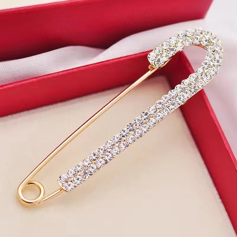 Elegant Gold Crystal Rhinestone Brooch Pin for Women