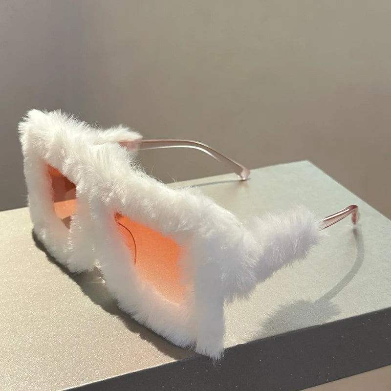 Premium Oversized Square Sunglasses - Retro Furry Frame Shades