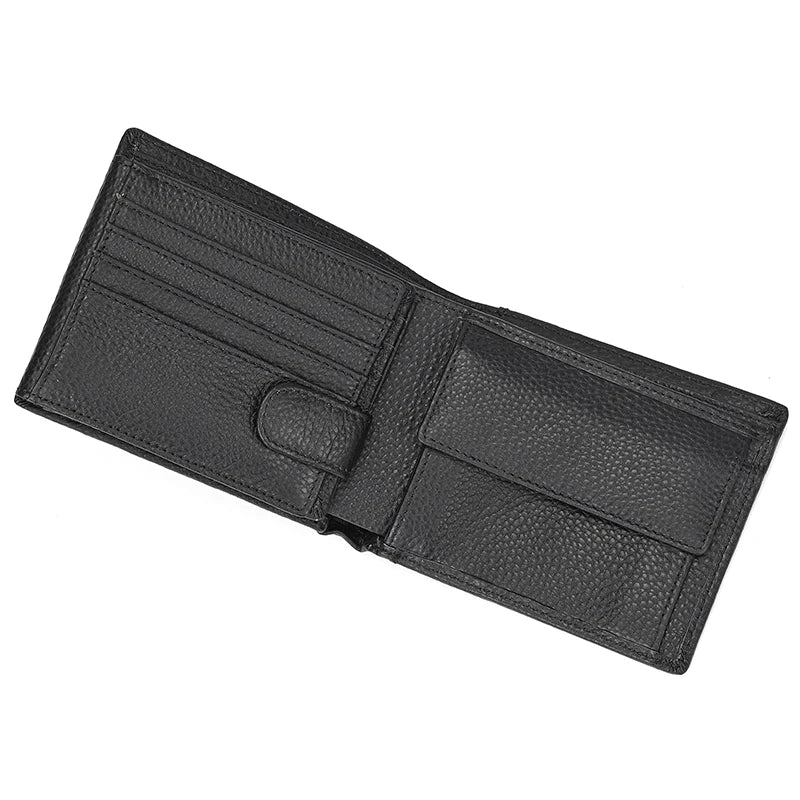 Premium Cow Leather Short Wallet - Unisex Hasp Clutch