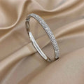 Luxury Zircon Cuff Bracelet - Waterproof Gold & Silver Stainless Steel