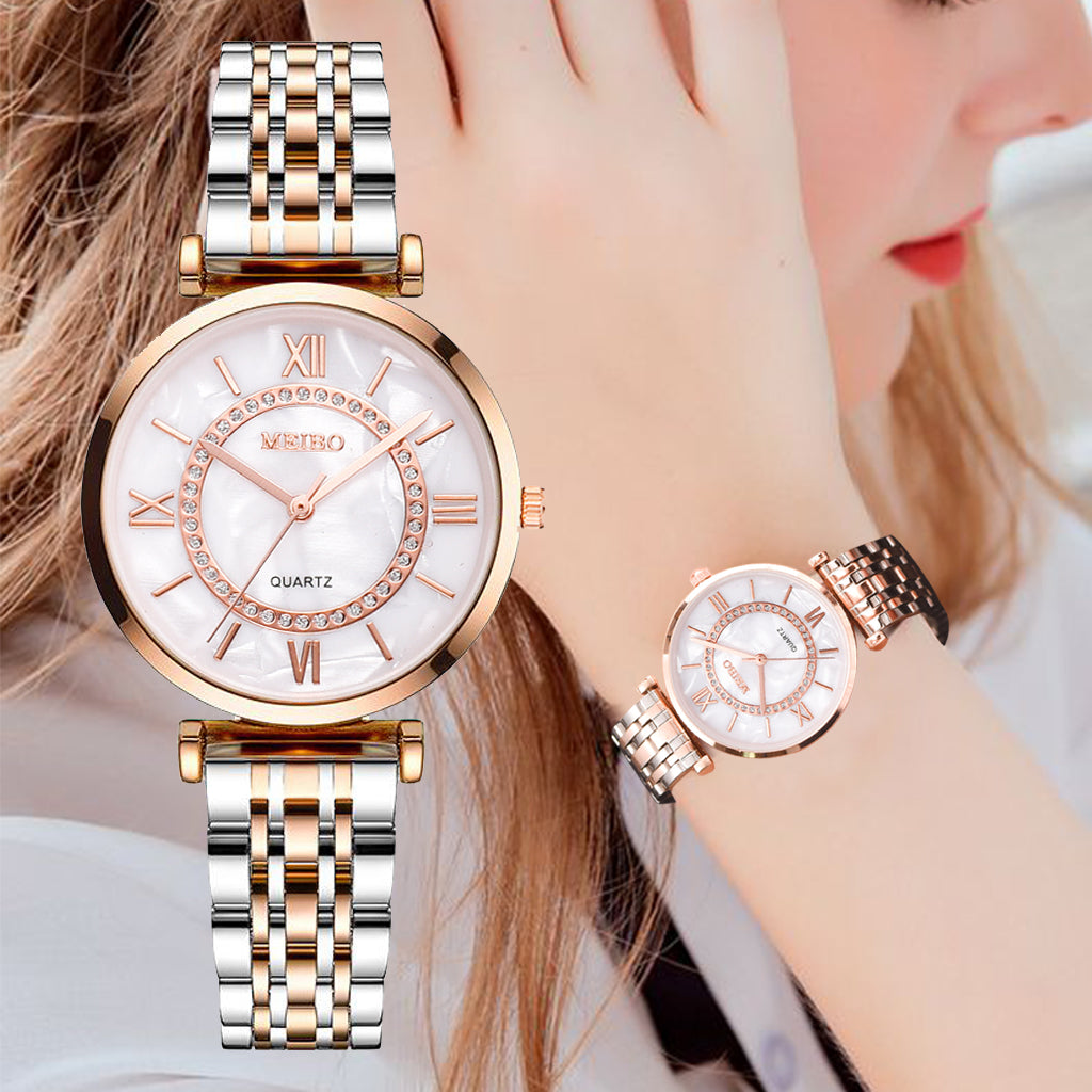 Elegant Diamond Bracelet Watch - Quartz Movement for Women
