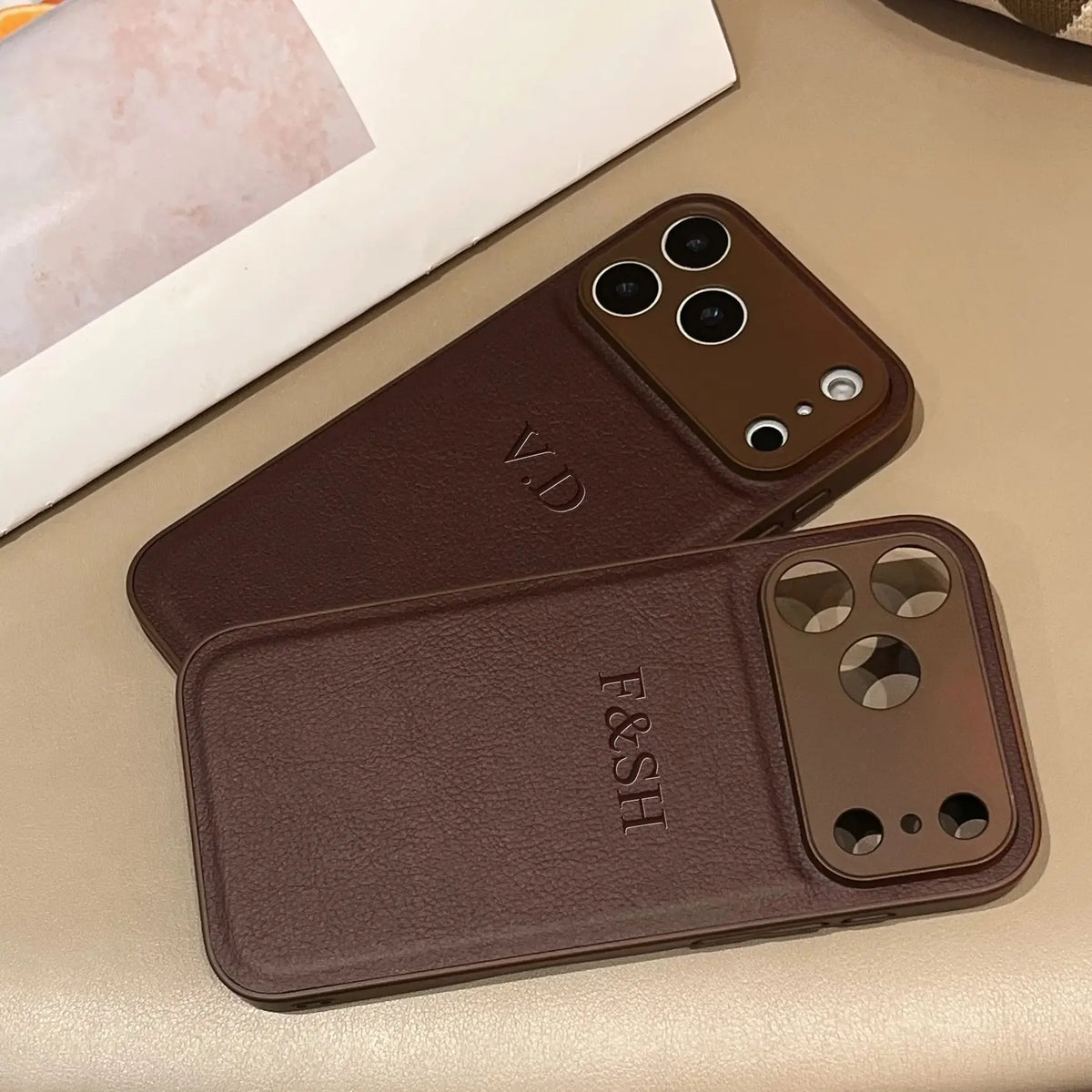 Luxury Personalized Faux Leather Phone Case - Custom Monogram Cover