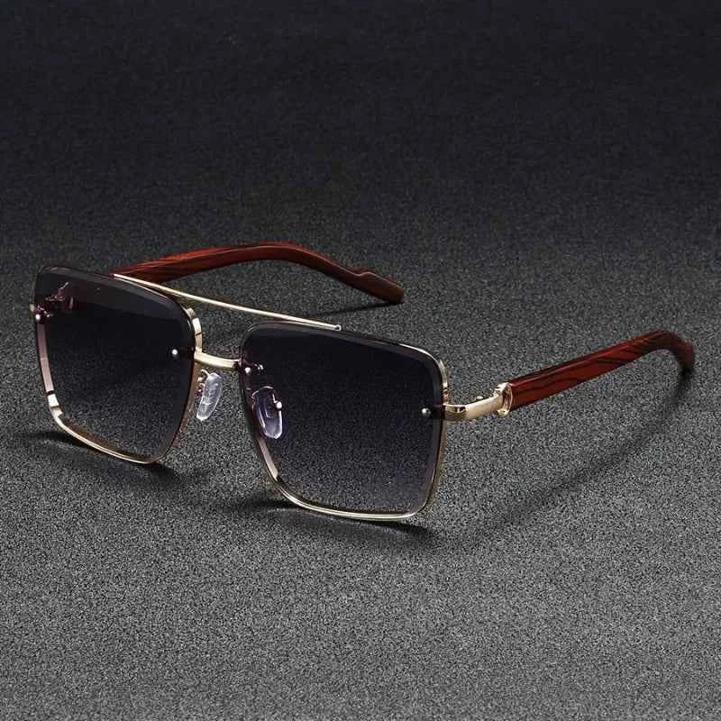 Luxury Square Wooden Sunglasses - Vintage Gradient Eyewear
