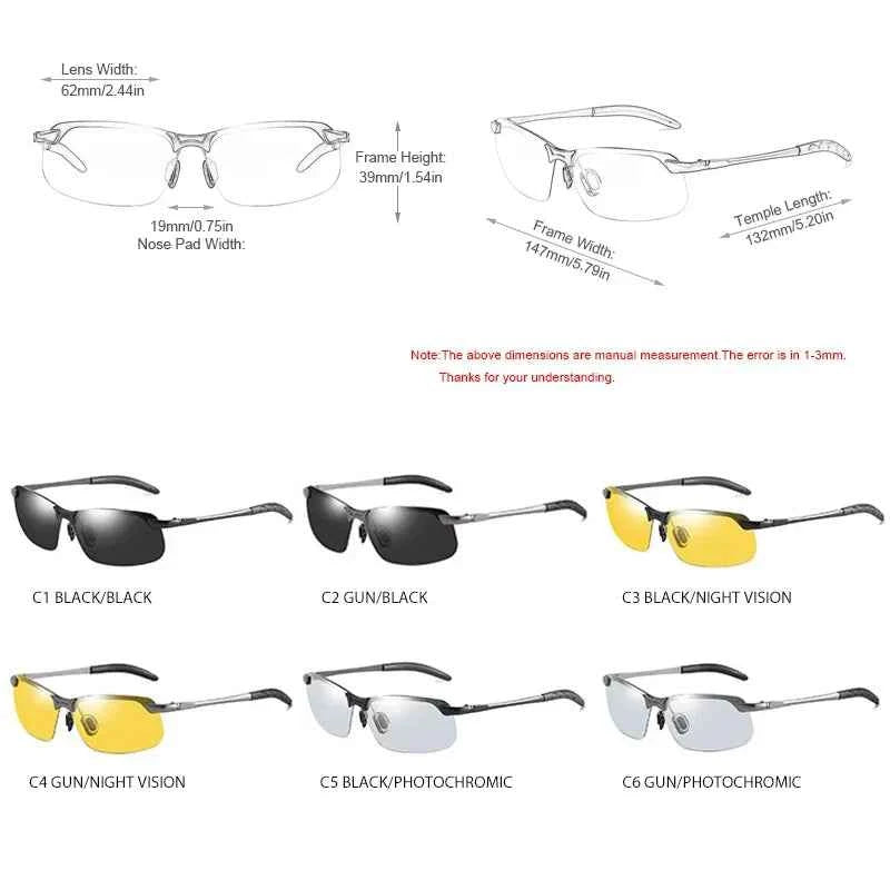 Premium Men's Photochromic Polarized Sunglasses - UV400 Day & Night Vision