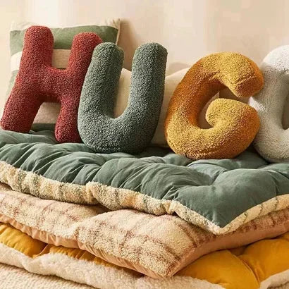 Personalized Alphabet Throw Pillow Soft Cotton Minimalist Monogram Cushion for Sofa Bed Home Decor Gift for Kids and Teens - Tulique