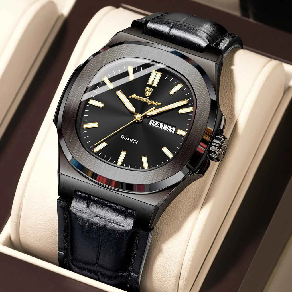 Luxury Square Men's Quartz Wristwatch - Waterproof & Luminous