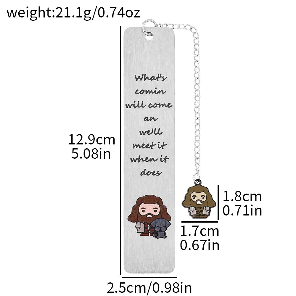Premium Metal Bookmark with Character Pendant & Inspirational Quote