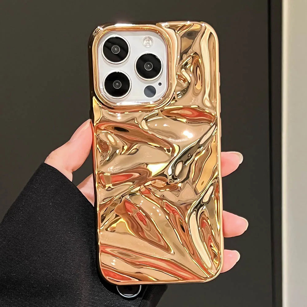 Luxury Electroplate Silvery 3D Wrinkle Phone Case