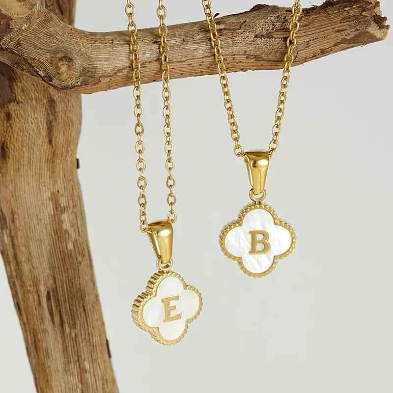 Gifts for Party Guests Stainless Steel Pendant with Initial Letter Lucky Shell Gold Color Necklace for Women Jewelry Gift