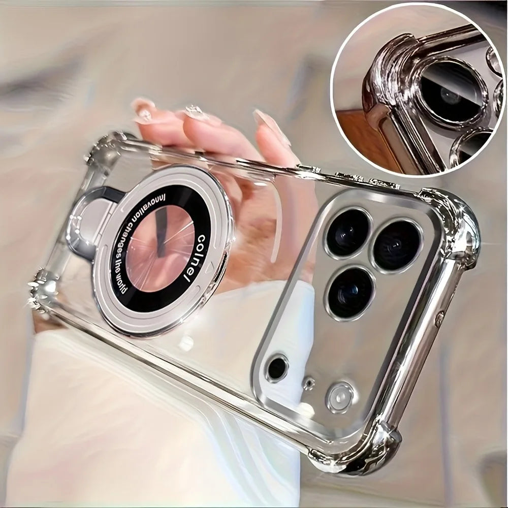 Luxury Plating Magnetic Phone Case with Ring Holder Stand