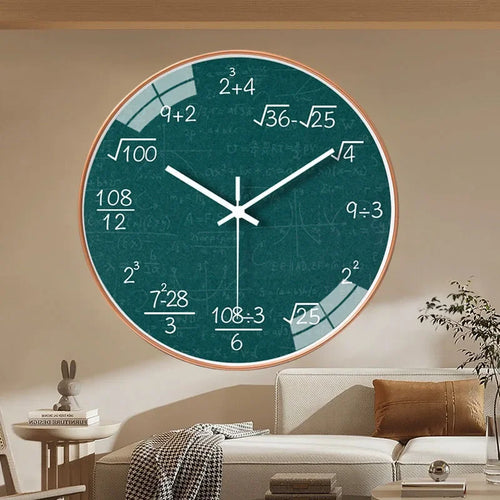 Elegant Modern Math Wall Clock - Non-Ticking Art Decor
