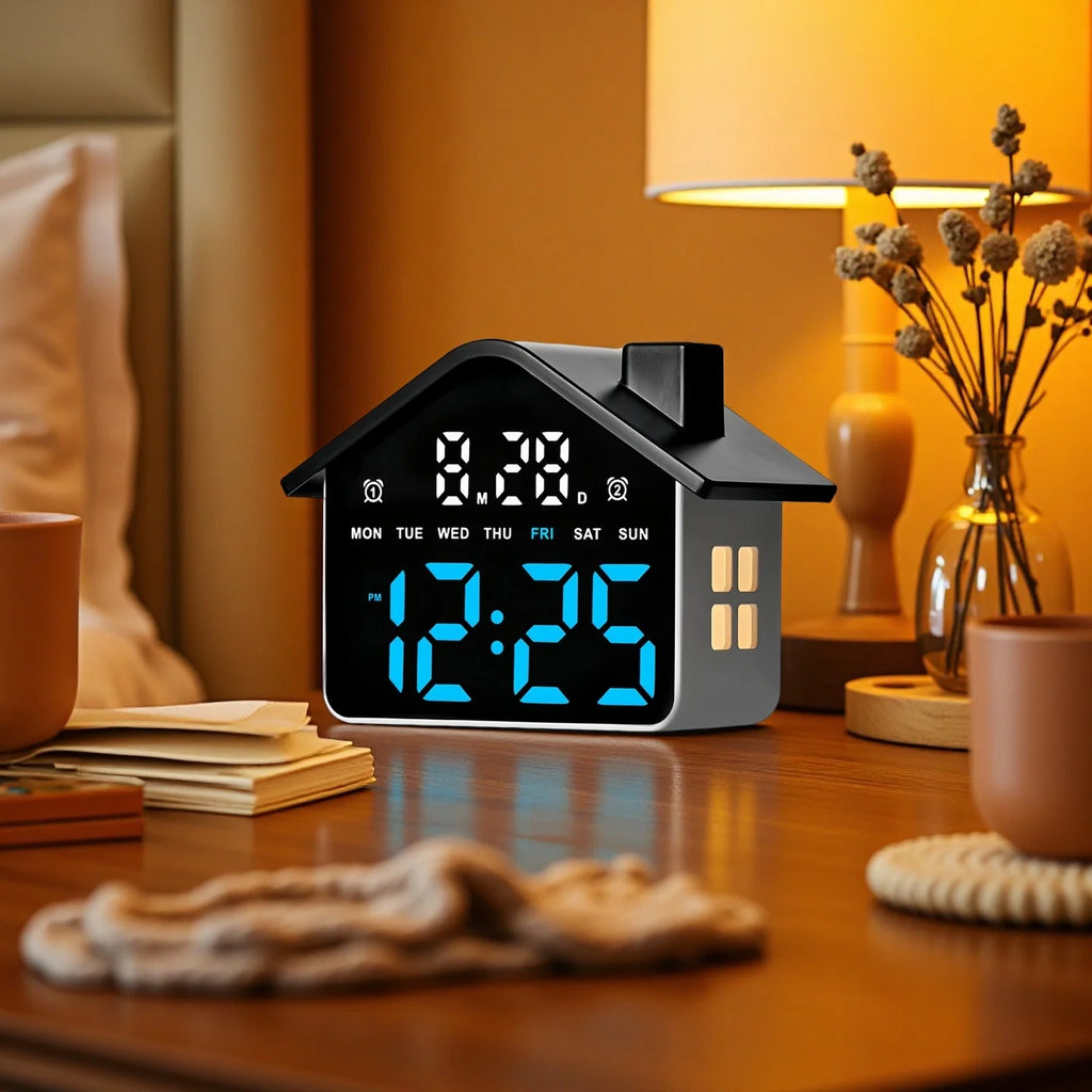 Premium LED Digital Alarm Clock - Voice Control & Night Light