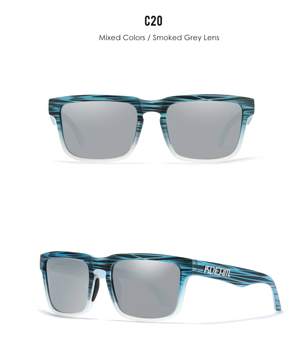 Premium Men Square Sunglasses - Polarized UV Protection & Mirrored Lens