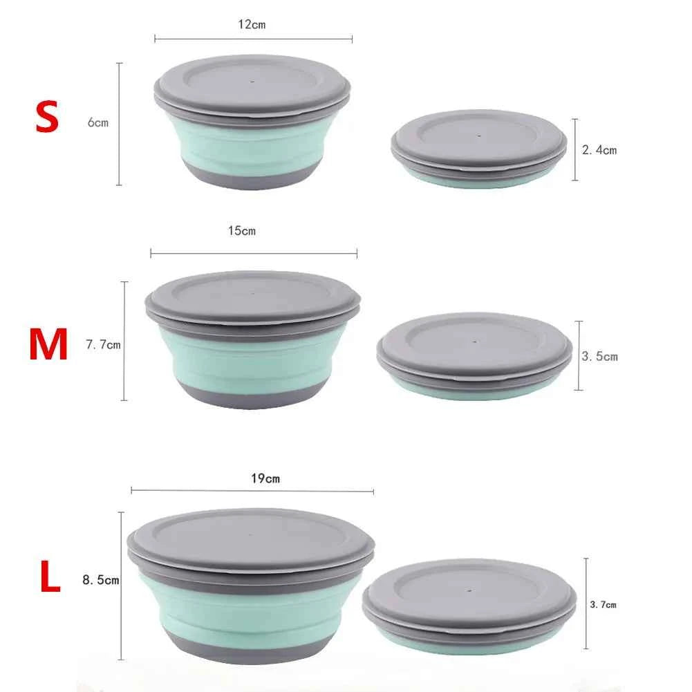 Premium Folding Lunch Bowl Set - Collapsible Silicone Food Container