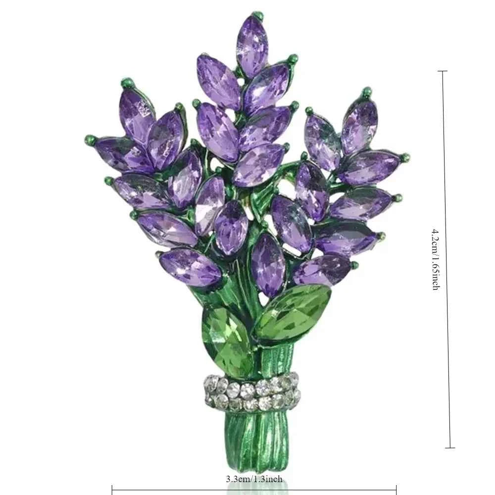 Elegant Purple Lavender Brooch - Crystal Rhinestone Pin