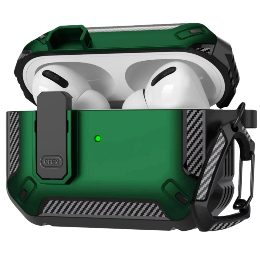 Premium AirPods Pro 3 Military Case - Camo Green with Lock