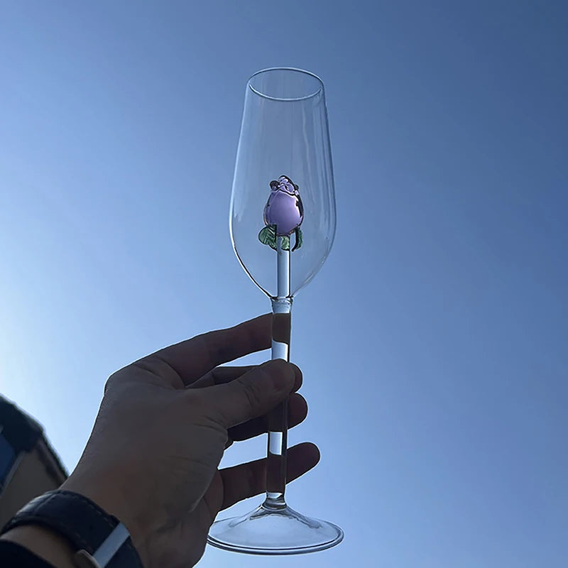 Elegant 3D Rose Wine Glass - Premium Stemware Collection