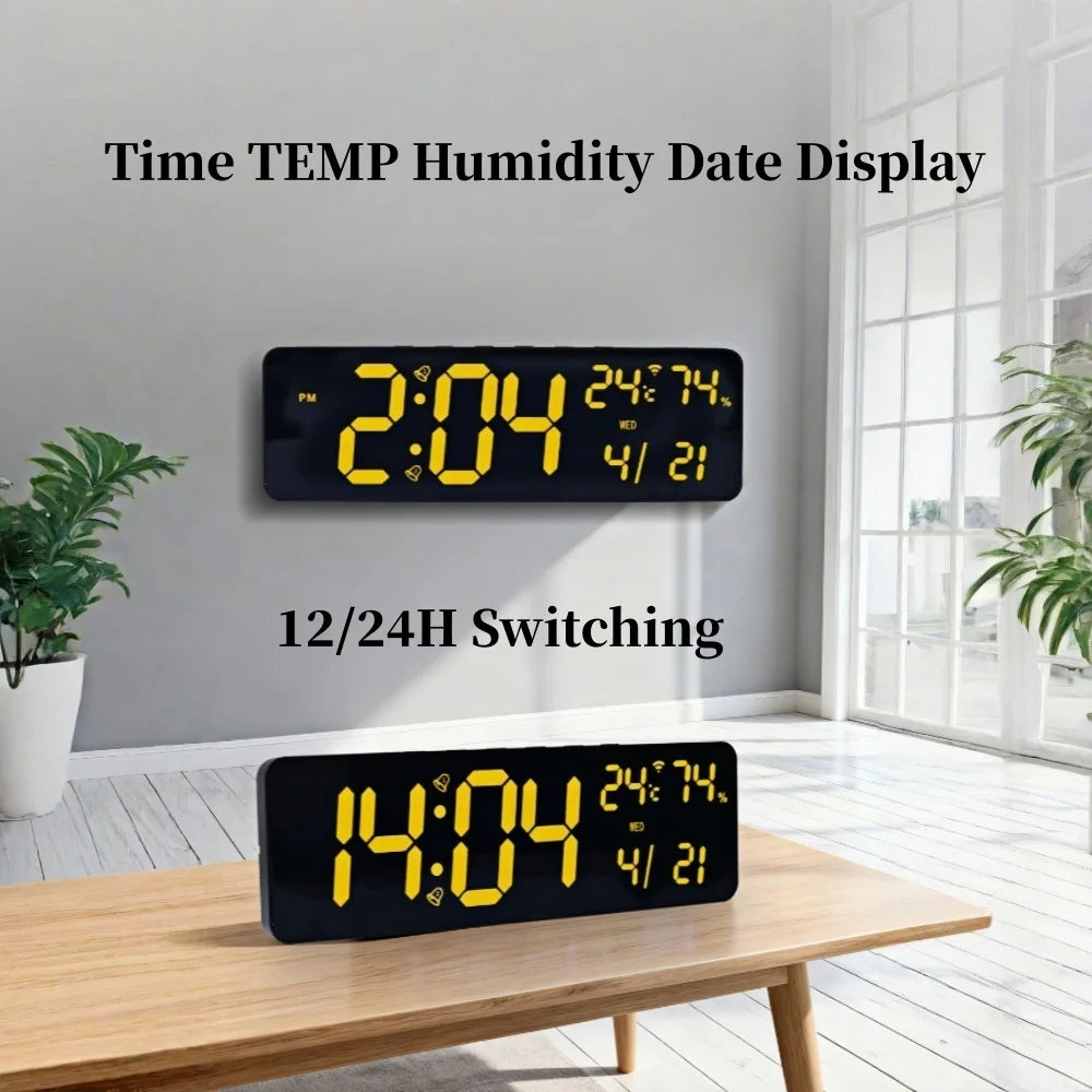 Premium Large RGB Digital Clock - Temp, Humidity & Date