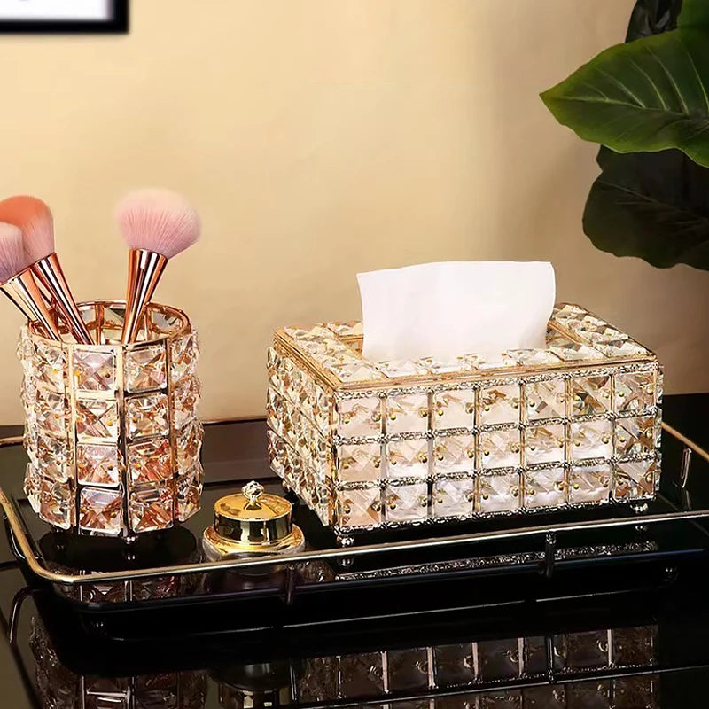Elegant Luxury Crystal Tissue Box for Tabletop Decor