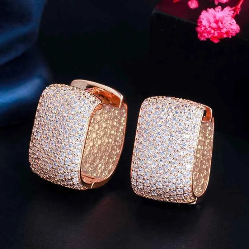 Luxury Cubic Zirconia Hoop Earrings - Brilliant Bridal Jewelry