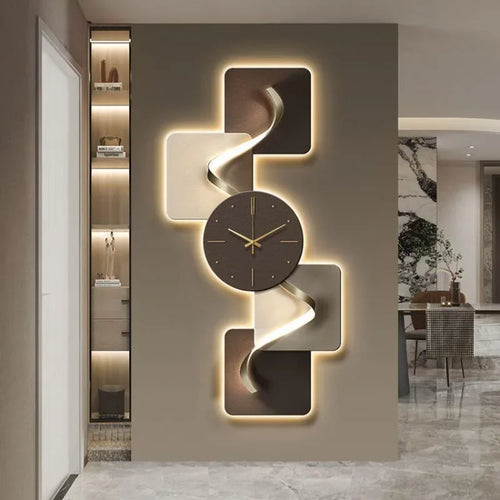 Modern LED Wall Clock - Frameless carbon crystal panel with remote control lighting
