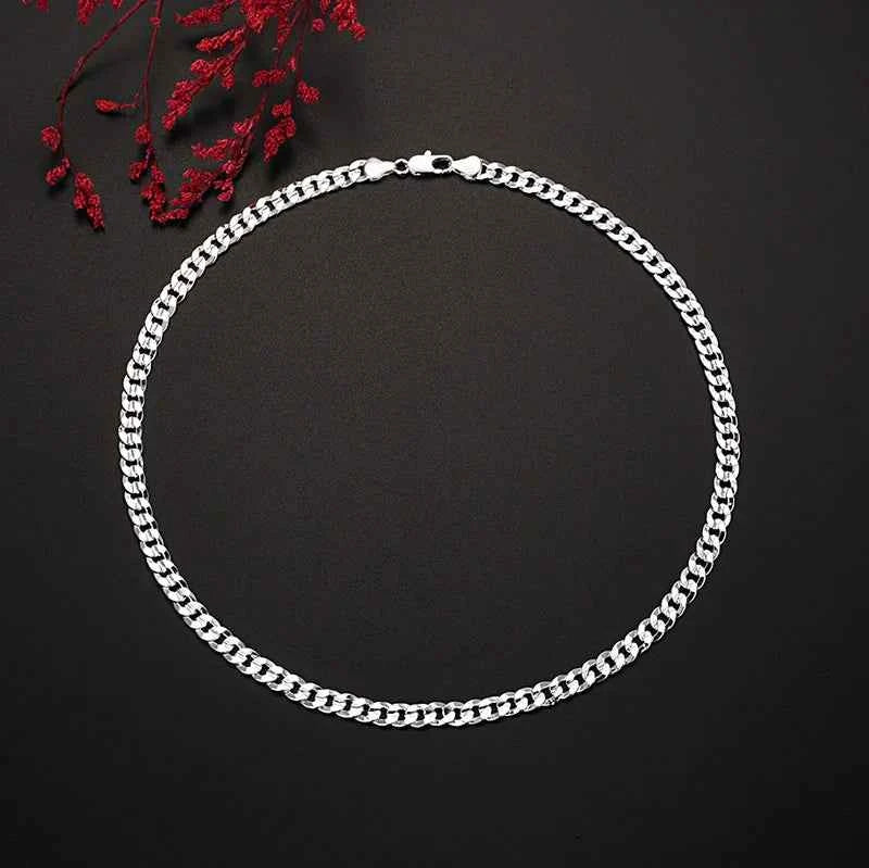 Hot 925 sterling Silver charm 7MM Chain Necklace For Women man luxury Fashion Party Wedding Accessories Jewelry holiday gifts