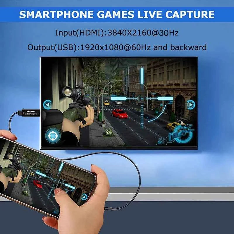 Professional Metal 4K HDMI Video Capture Card - 1080P Game Grabber