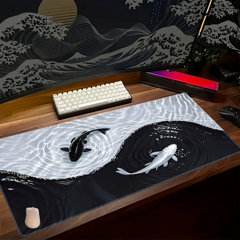 Premium Tai Chi Koi Mouse Pad - Non-Slip & Waterproof