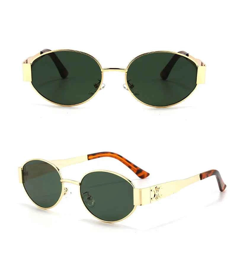 Luxury Retro Oval Metal Sunglasses - Stylish Unisex Eyewear
