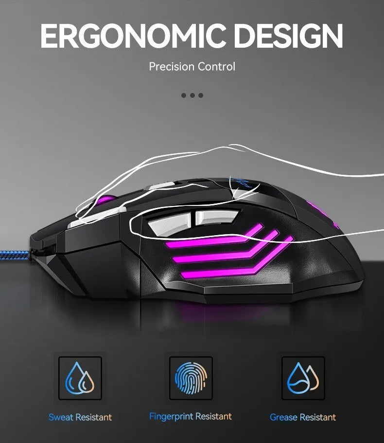 Premium Ergonomic Gaming Mouse - RGB Backlit 7D Esports Wired