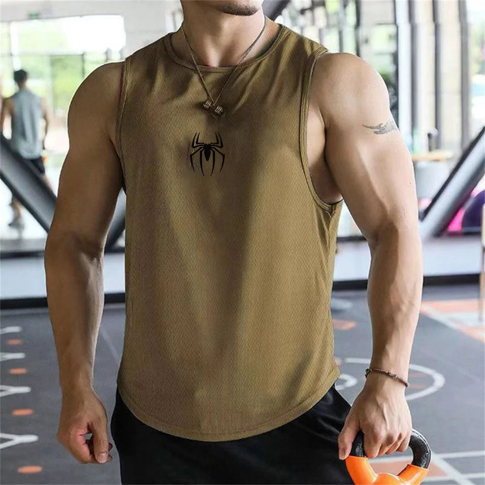 Ultimate Muscle Tank Top - Breathable Spider Print Gym Shirt