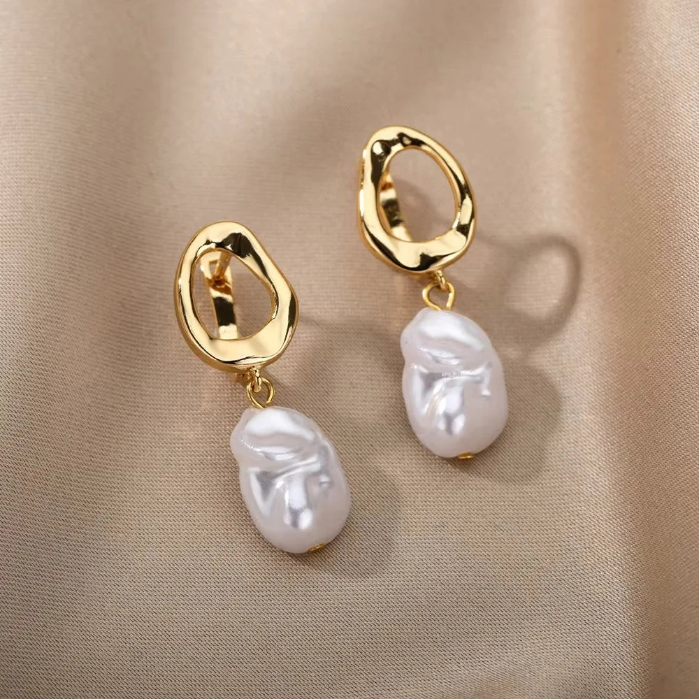 Luxury Butterfly Pearl Earrings - Gold Plated Zircon Jewelry