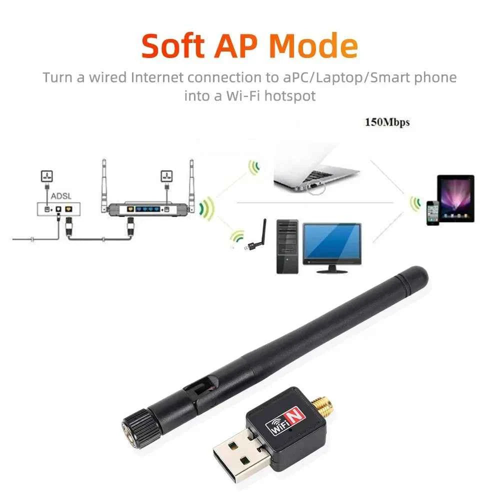 Premium Mini USB WiFi Adapter - 150Mbps Wireless Network Receiver