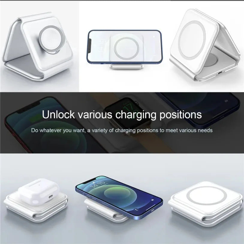 3-in-1 Wireless Charger - Magnetic Fast Charging Pad for Apple Devices