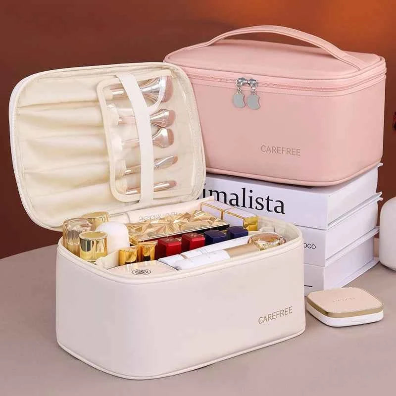 Premium Luxury PU Makeup Bag - Travel Organizer with Zipper