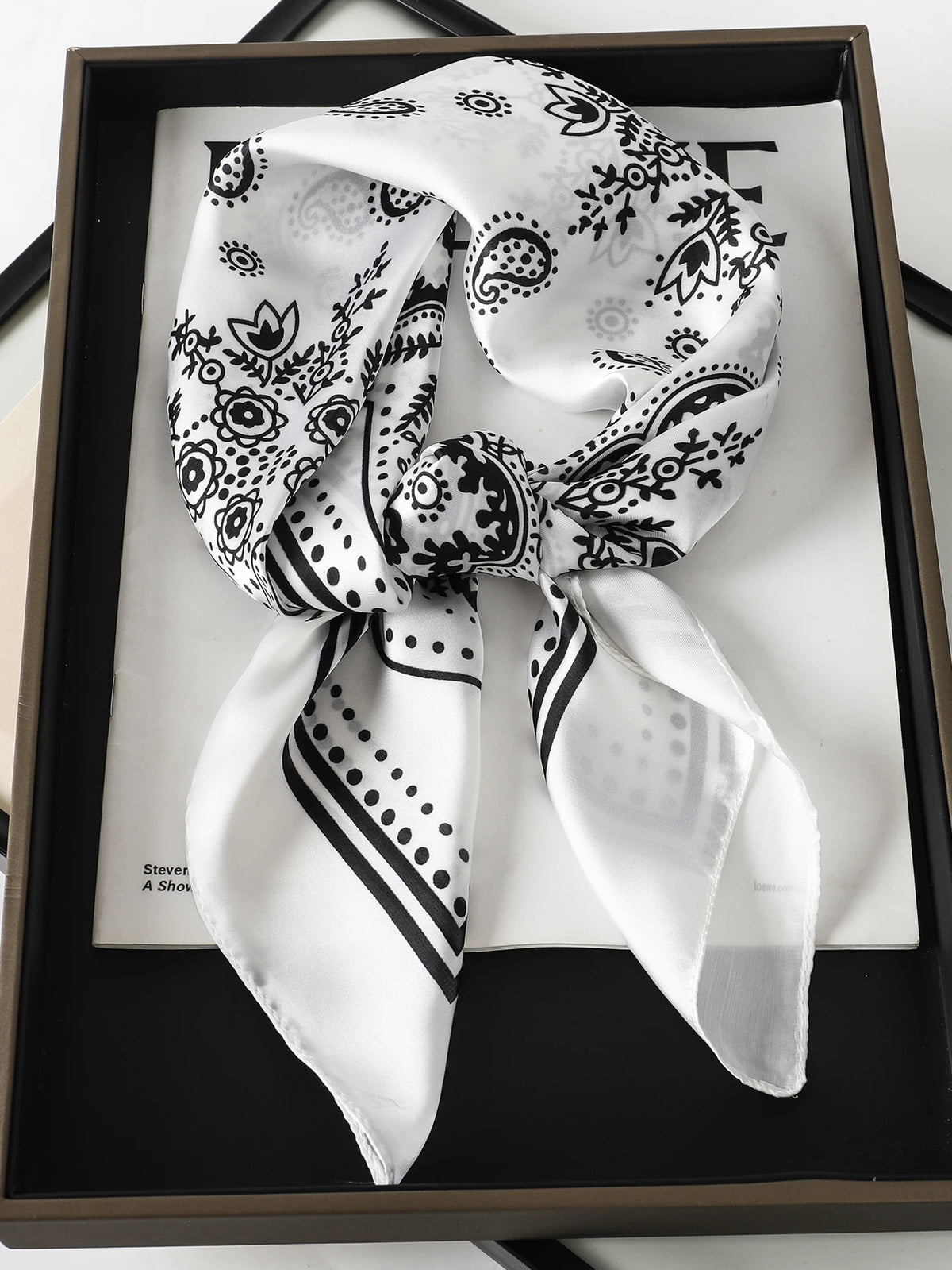 Luxury Silk Square Scarf - Elegant Hair Tie & Neck Band