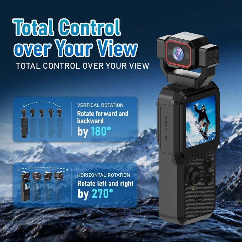 Professional 4K Action Camera - Rotating Lens & Wi-Fi