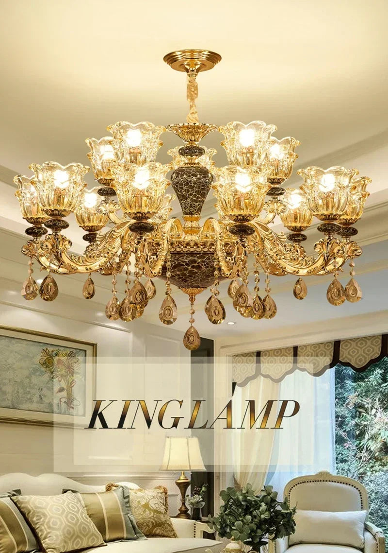 Elegant French Retro Chandelier - Grand Crystal Lighting