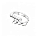 Elegant Double Layer Geometric Ring - Adjustable Silver Charm